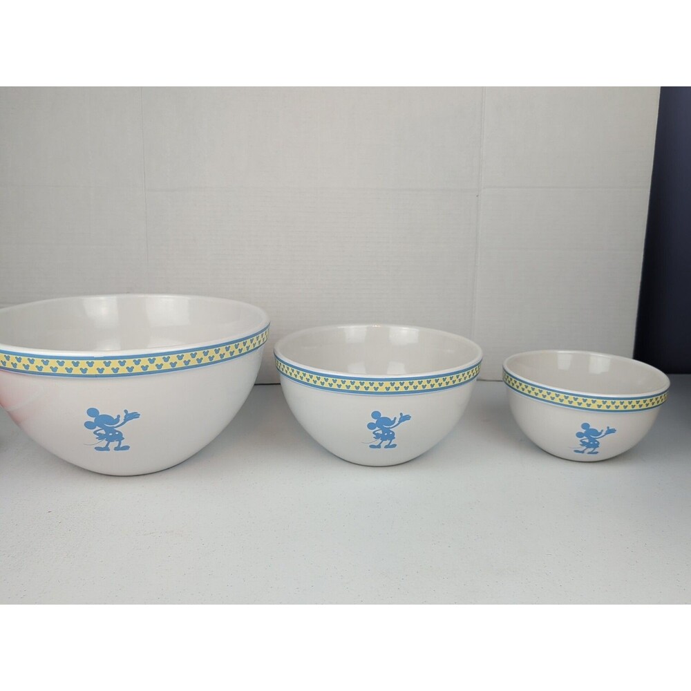 Nesting MIXING BOWLS Large is 11x6" MICKEY MOUSE DINER Stoneware  EARS Disney